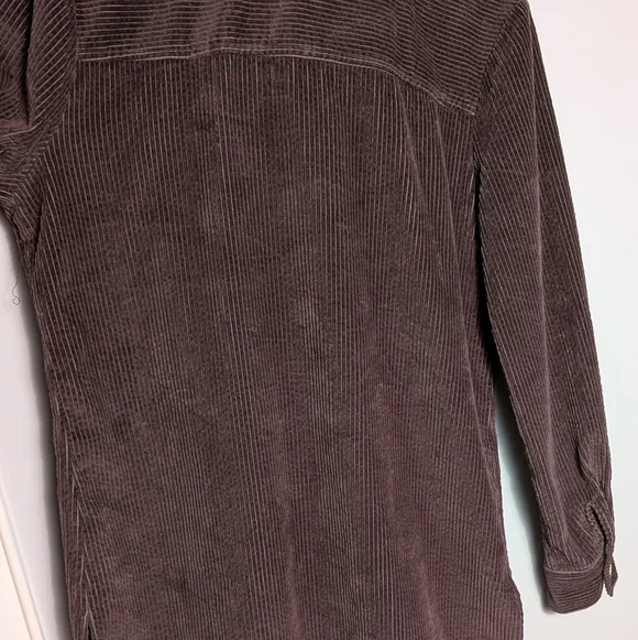 Chadwicks Women’s Dark Brown Corduroy Mandarin Collar Button Down Shirt Shacket - Picture 14 of 15